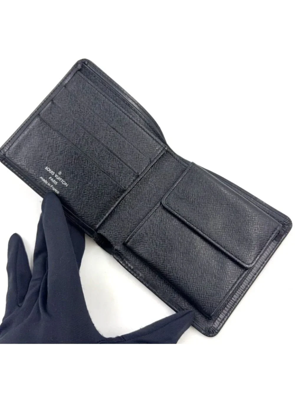 Louis Vuitton Portefeuille Marco NM Epi Noir Leather Black Bifold Wallet Silver